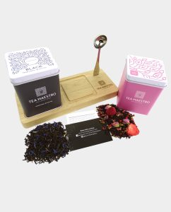 Moederdag thee cadeauset plankje met twee blikjes thee